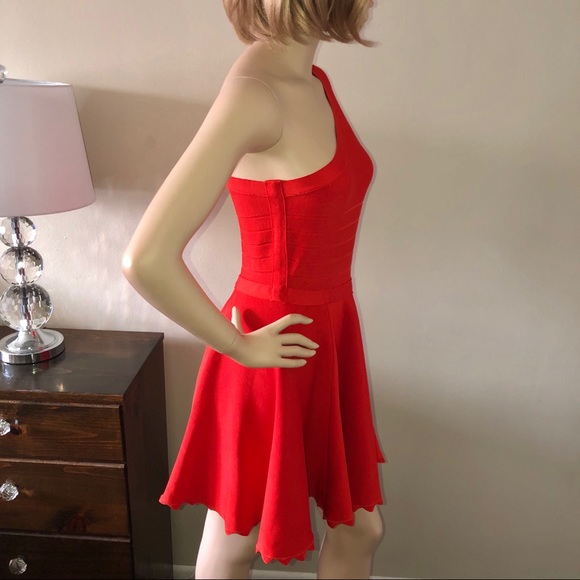 GUESS by Marciano Red One Shoulder Flare Dress - Picture 2 of 8